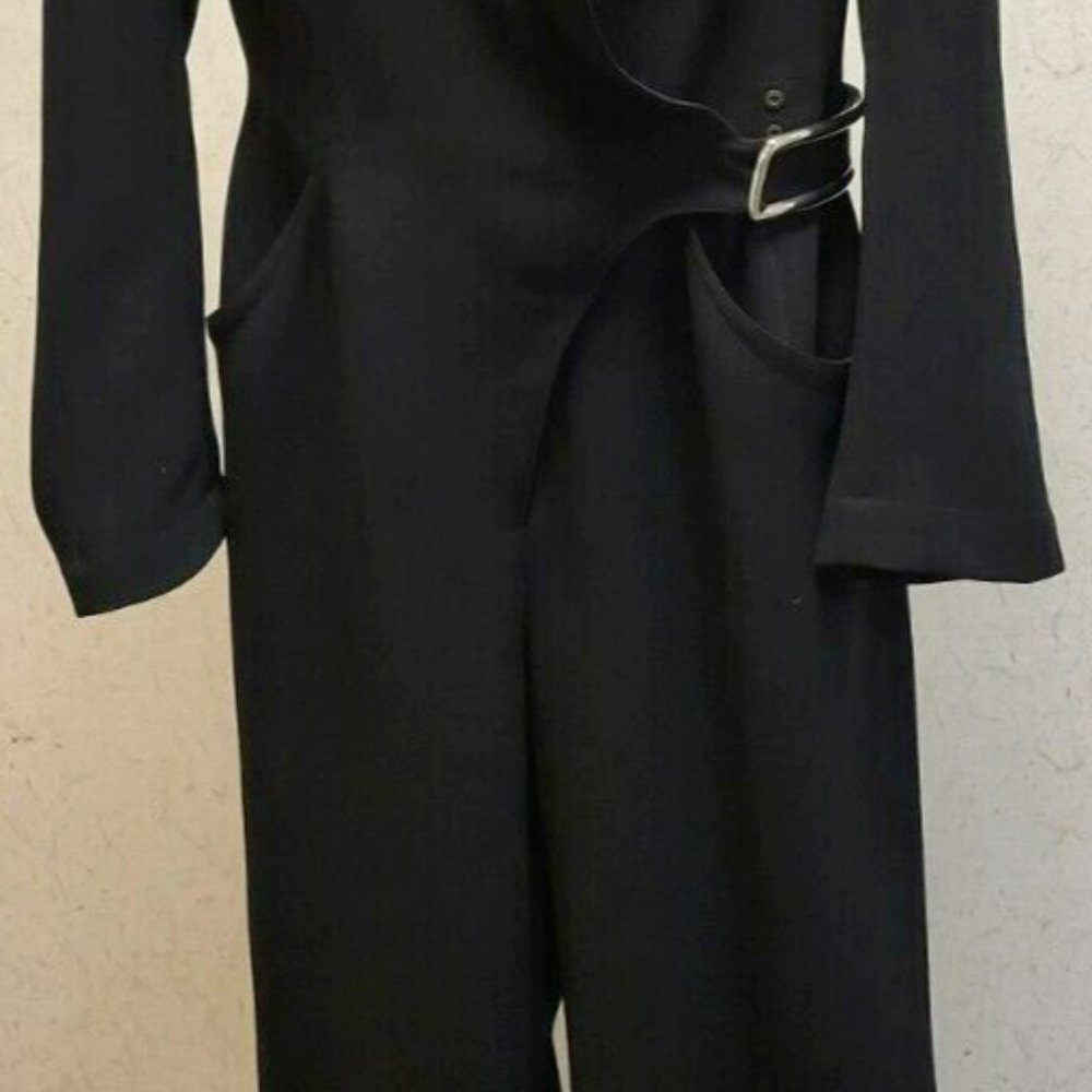 ❤️THIERRY MUGLER Couture Black Wrap Runway Wide Leg JumpSuit Romper Pants… - Picture 6 of 16